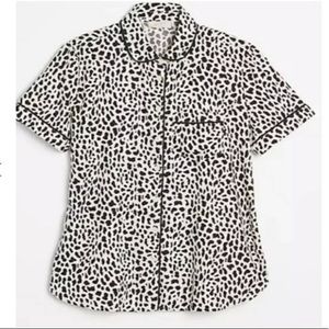 Loft Dalmatian Cow Print Button Front Sleep Shirt